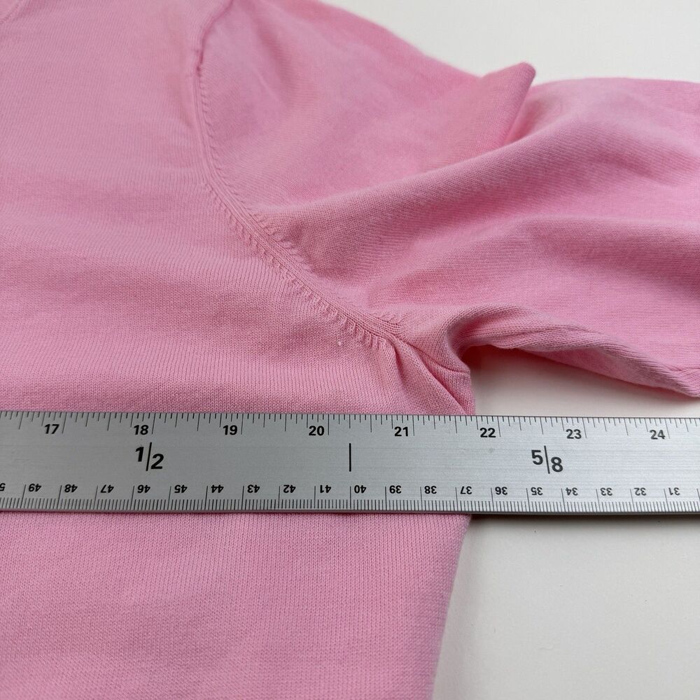 Talbots Cardigan XL Pink Scalloped Knit Sweater 3/4 Sleeve Barbiecore Coquette - Picture 8 of 11